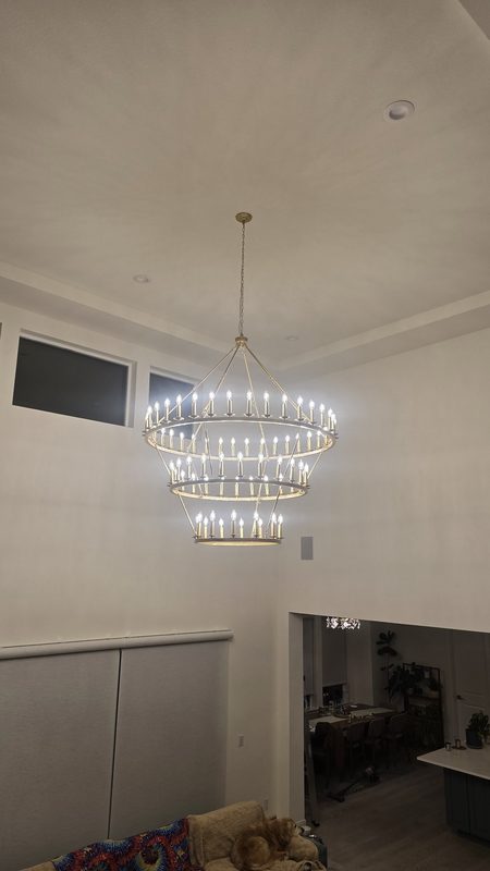 Three-tier chandelier, 20-ft ceiling